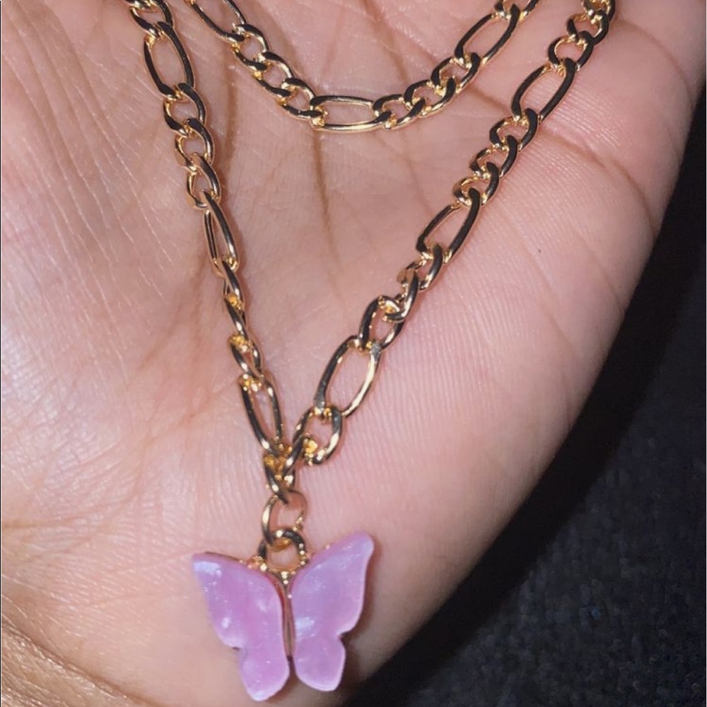 lavendar butterfly anklet